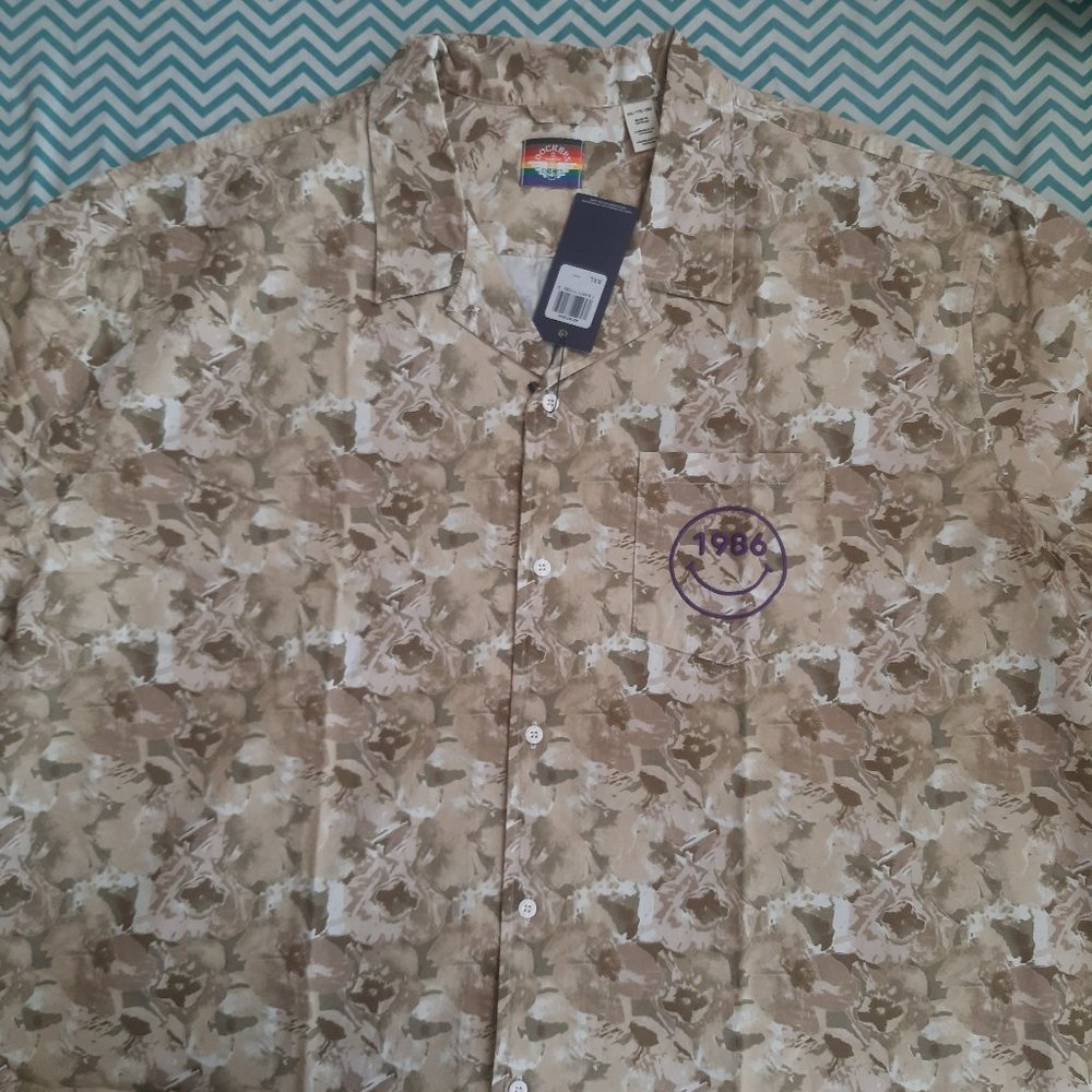 Dockers Alpha Khaki Button Up Shirt Floral Men’s XXL 2XL NEW w/Tags Cotton Blend